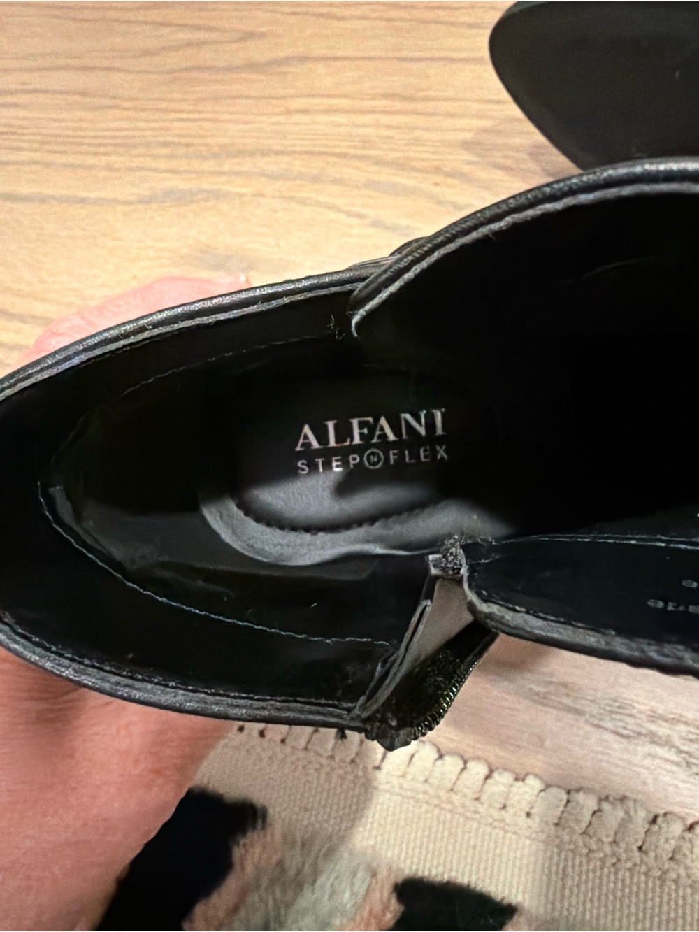 Alfani Black Leather Ankle Booties with Buckle Strap - Picture 3 of 3